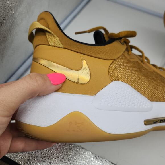 Nike PG 5 Wheat Shoes Mens 14 Gold Metallic Grain Paul George Basketball - Picture 11 of 16